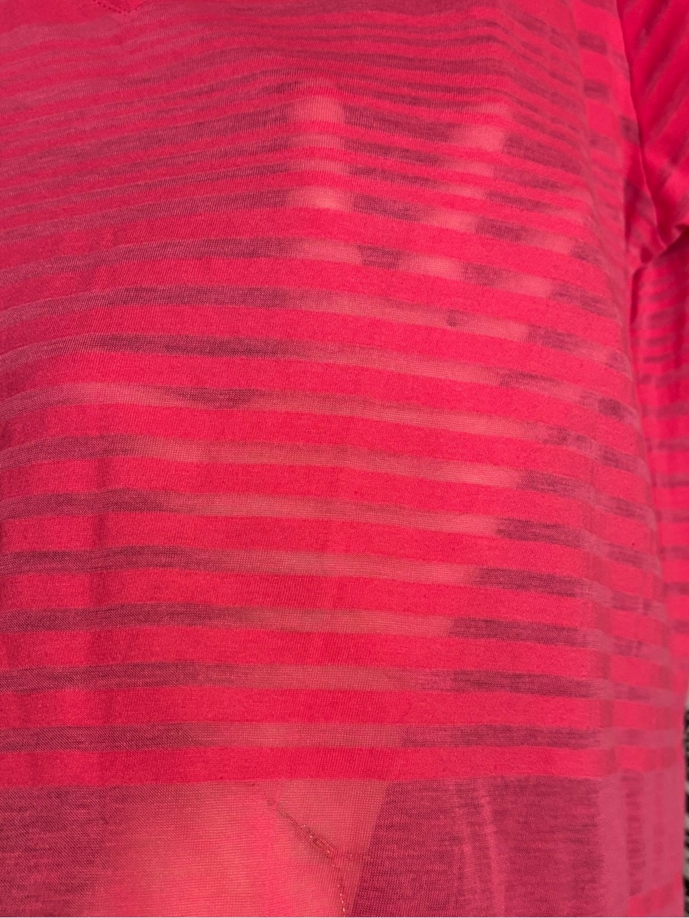 Vintage Victoria's Secret BURN•OUT Hot Pink Striped V-Neck Short Sleeve Tee - Picture 6 of 8